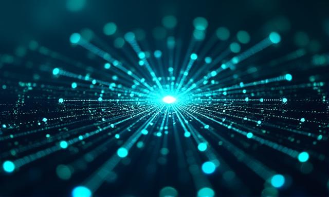 A futuristic visualization of data points connecting