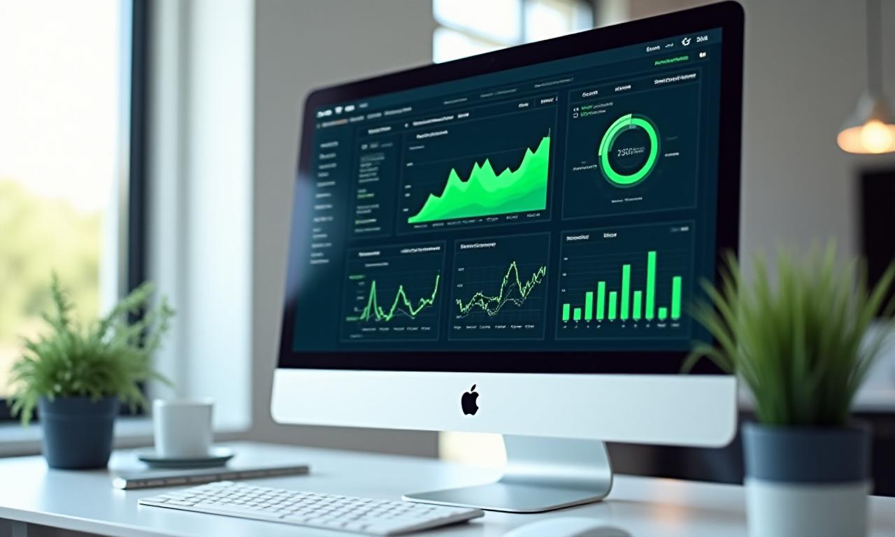 Modern business intelligence dashboard mockup on a computer screen