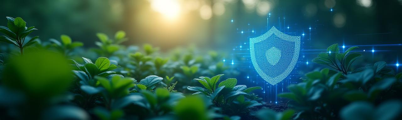 Secure data protection icon with natural garden elements